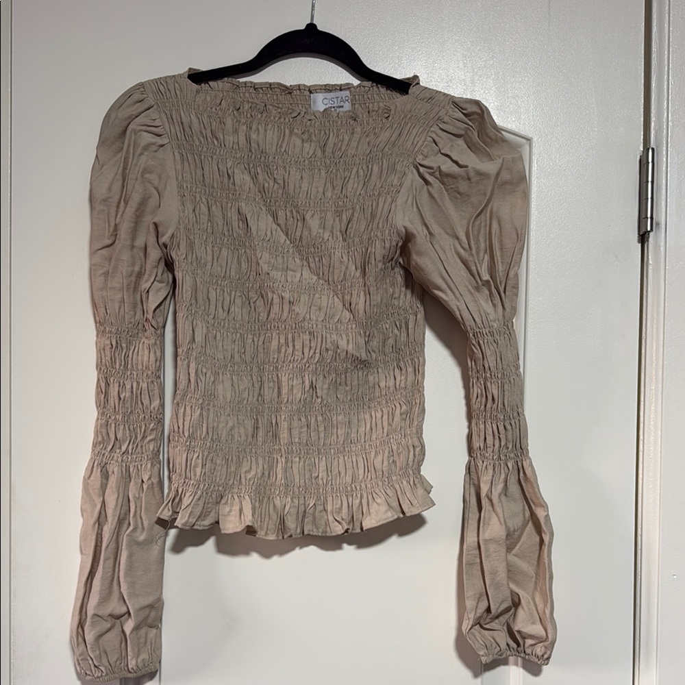 Women's Cream Smocked Top